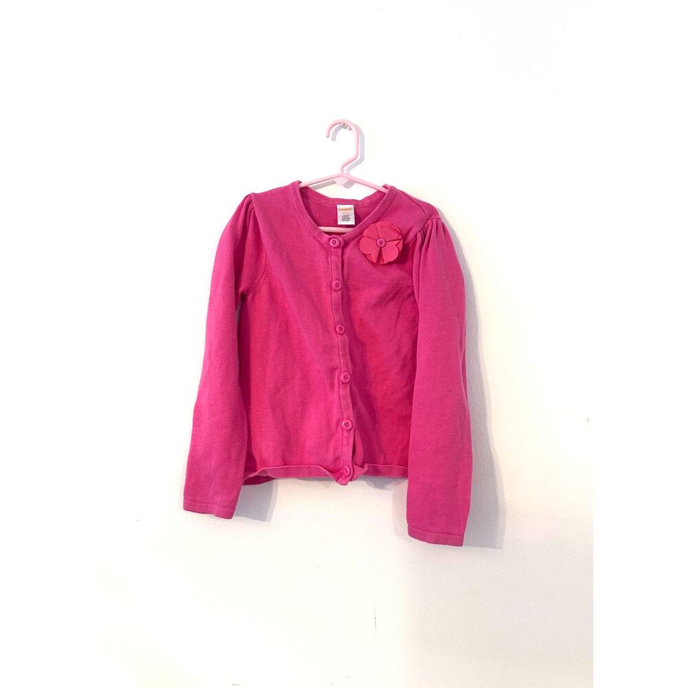 Gymboree Girls Pink Cardigan Sweater Size M 7/8 Flower Detail